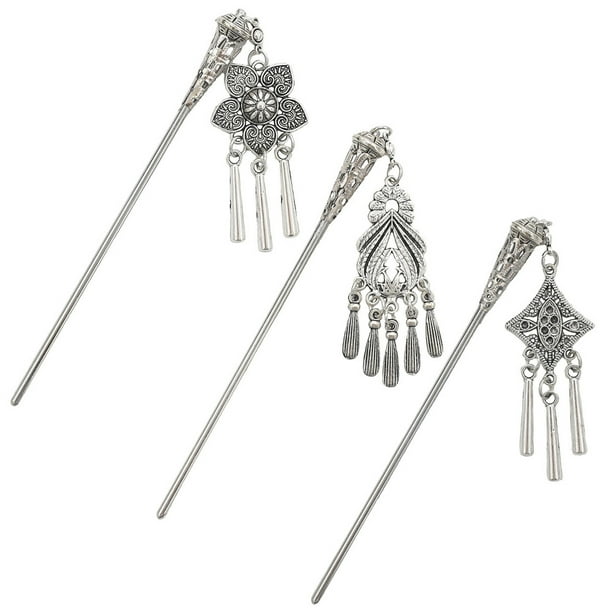 Vintage Women Floral Tassel Hairpin Hair Stick Headwear Photo Prop Accessory HEA